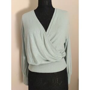 anthropologie Women Sage Green Faux‎ Wrap Long Sleeve Sweater Size S